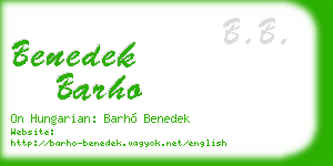 benedek barho business card