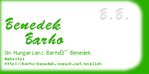 benedek barho business card